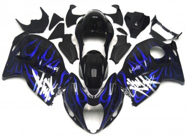 1997-2007 Negro Con Azul Profundo Llama Suzuki GSXR 1300 Carenado Moto