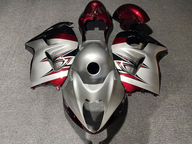 1997-2007 Plata Brillante & Rojo Caramelo Suzuki GSXR 1300 Carenado Moto 1997-2007 Plata Brillante & Rojo Caramelo Suzuki GSXR 1300 Carenado Moto
