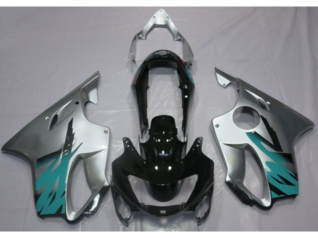 1999-2000 Plata Brillante & Verde Azulado Honda CBR600 F4 Carenado Moto 1999-2000 Plata Brillante & Verde Azulado Honda CBR600 F4 Carenado Moto