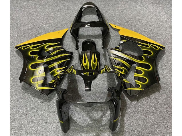 2000-2002 Negro Brillante & Amarillo Llama Kawasaki ZX6R Carenado Moto