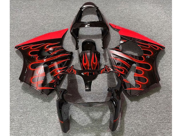 2000-2002 Negro Brillante & Rojo Llama Kawasaki ZX6R Carenado Moto 2000-2002 Negro Brillante & Rojo Llama Kawasaki ZX6R Carenado Moto