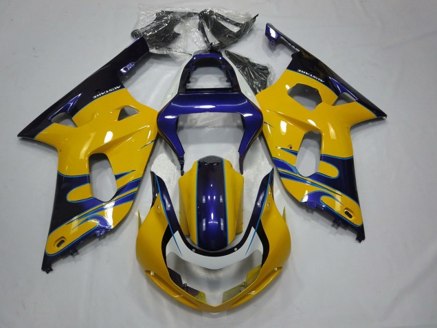 2001-2003 Amarillo Azul Suzuki GSXR 600-750 Carenado Moto 2001-2003 Amarillo Azul Suzuki GSXR 600-750 Carenado Moto