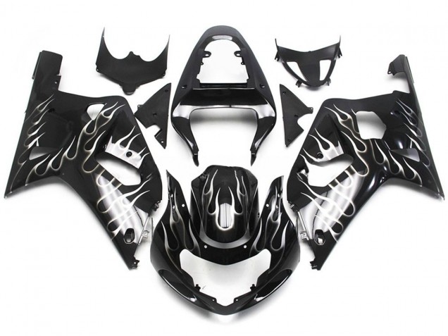 2001-2003 Brillo Blanco & Negro Llama Suzuki GSXR 600-750 Carenado Moto