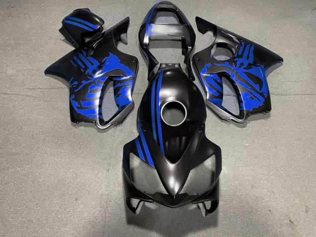 2001-2003 Cráneo Negro Mate & Azul Honda CBR600 F4i Carenado Moto