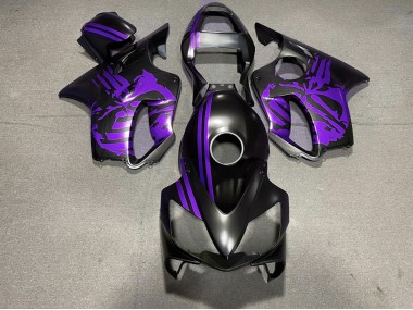 2001-2003 Cráneo Negro Mate & Morado Honda CBR600 F4i Carenado Moto