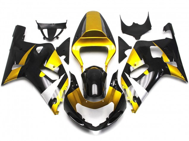 2001-2003 Estilo Dorado & Negro Brillante Suzuki GSXR 600-750 Carenado Moto 2001-2003 Estilo Dorado & Negro Brillante Suzuki GSXR 600-750 Carenado Moto