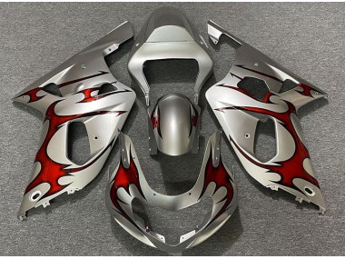 2001-2003 Plata Brillante & Rojo Suzuki GSXR 600-750 Carenado Moto