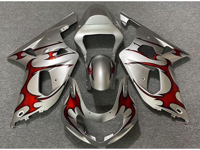 2001-2003 Plata Brillante & Rojo Suzuki GSXR 600-750 Carenado Moto 2001-2003 Plata Brillante & Rojo Suzuki GSXR 600-750 Carenado Moto