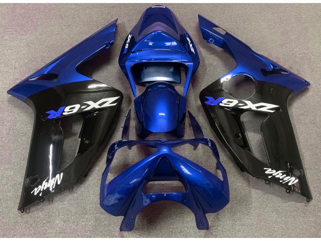 2003-2004 Azul Brillante & Negro Kawasaki ZX6R Carenado Moto