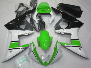 2003-2004 Blanco Brillante & Verde Yamaha R6 Carenado Moto