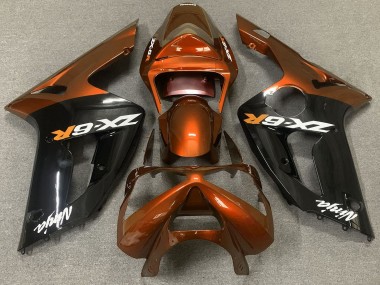 2003-2004 Naranja Brillante & Negro Kawasaki ZX6R Carenado Moto