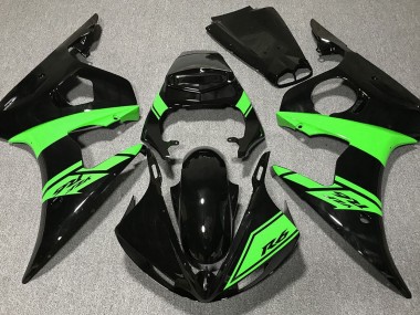 2003-2004 Negro Brillante & Verde Yamaha R6 Carenado Moto