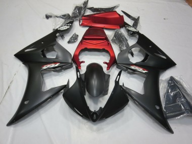 2003-2004 Negro Mate & Rojo Yamaha R6 Carenado Moto