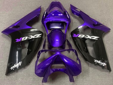 2003-2004 Púrpura Brillante & Negro Kawasaki ZX6R Carenado Moto