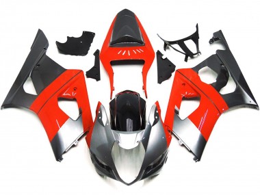 2003-2004 Rojo Liso & Plateado Suzuki GSXR 1000 Carenado Moto