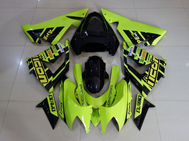 2004-2005 Alta Visibilidad Amarillo & Negro Kawasaki ZX10R Carenado Moto