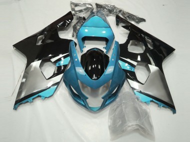 2004-2005 Azul Claro Plateado & Negro Suzuki GSXR 600-750 Carenado Moto
