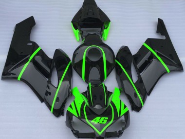 2004-2005 Negro Brillante & Verde Alta Visibilidad Honda CBR1000RR Carenado Moto