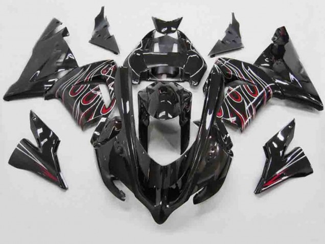 2004-2005 Rojo Negro Llama Kawasaki ZX10R Carenado Moto