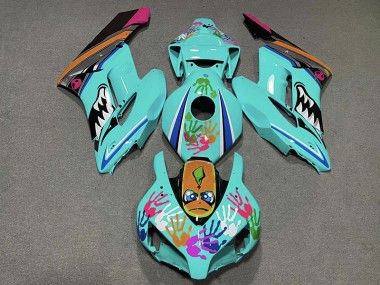 2004-2005 Tiburón Verde Azulado Honda CBR1000RR Carenado Moto
