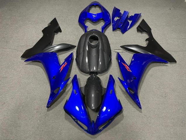 2004-2006 Azul Brillante & Estilo Fibra De Carbono Yamaha R1 Carenado Moto