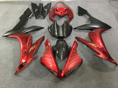 2004-2006 Rojo Granate & Estilo Fibra De Carbono Yamaha R1 Carenado Moto