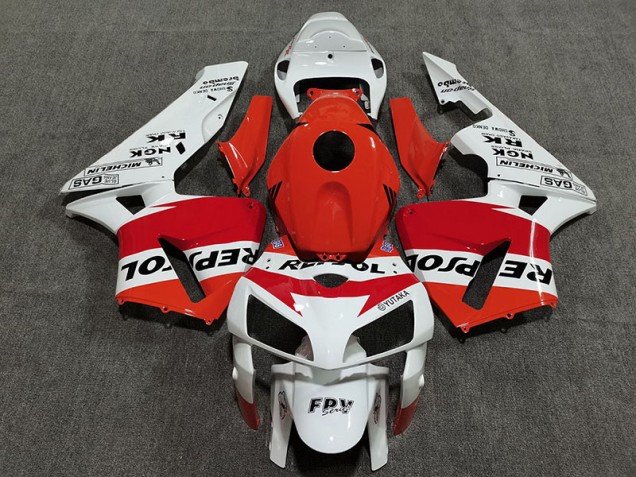 2005-2006 Blanco Rojo & Naranja Repsol Honda CBR600RR Carenado Moto 2005-2006 Blanco Rojo & Naranja Repsol Honda CBR600RR Carenado Moto