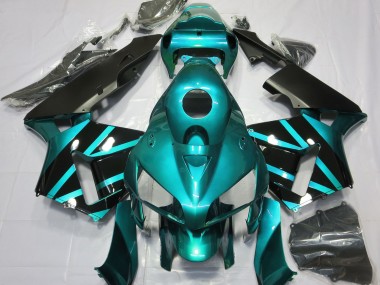 2005-2006 Diseño Verde Azulado & Negro Brillante Honda CBR600RR Carenado Moto