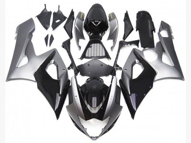 2005-2006 Estilo Plateado & Negro Brillante Suzuki GSXR 1000 Carenado Moto 2005-2006 Estilo Plateado & Negro Brillante Suzuki GSXR 1000 Carenado Moto
