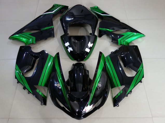 2005-2006 Negro Brillante & Verde Eléctrico Kawasaki ZX6R Carenado Moto 2005-2006 Negro Brillante & Verde Eléctrico Kawasaki ZX6R Carenado Moto