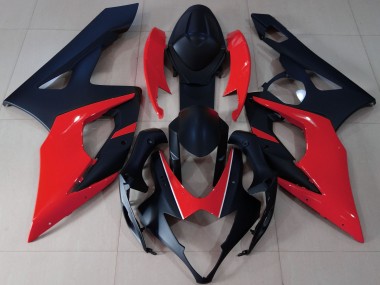 2005-2006 Negro Mate & Rojo Suzuki GSXR 1000 Carenado Moto