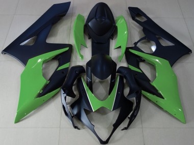 2005-2006 Negro Mate & Verde Suzuki GSXR 1000 Carenado Moto