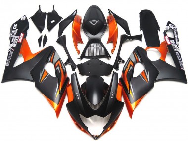 2005-2006 Negro & Naranja Mate & Brillante Personalizados Suzuki GSXR 1000 Carenado Moto