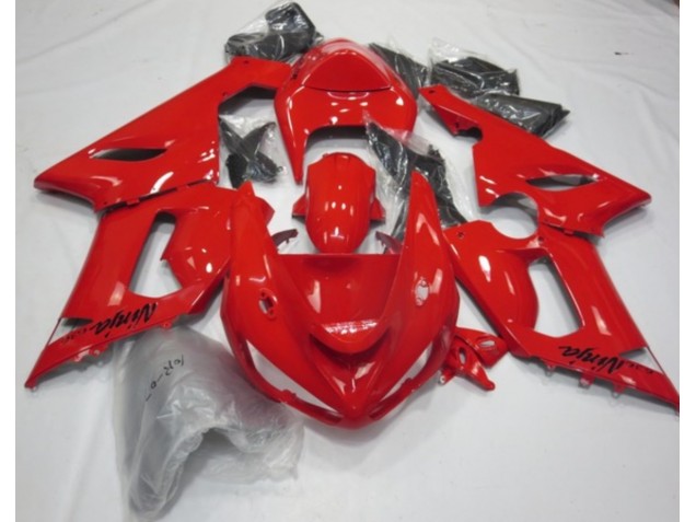 2005-2006 Rojo Brillo Kawasaki ZX6R Carenado Moto 2005-2006 Rojo Brillo Kawasaki ZX6R Carenado Moto