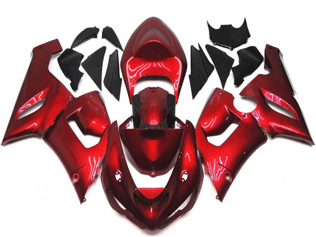 2005-2006 Rojo Granate Kawasaki ZX6R Carenado Moto 2005-2006 Rojo Granate Kawasaki ZX6R Carenado Moto