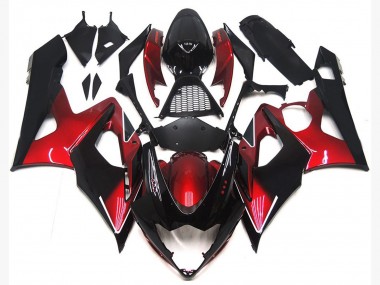 2005-2006 Rojo Granate & Negro Brillante Suzuki GSXR 1000 Carenado Moto