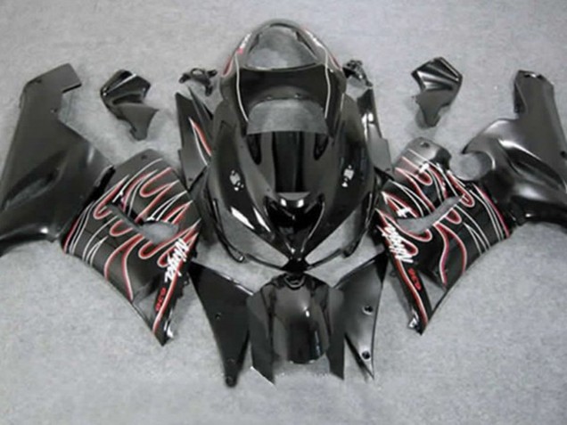 2005-2006 Rojo Negro Llama Kawasaki ZX6R Carenado Moto 2005-2006 Rojo Negro Llama Kawasaki ZX6R Carenado Moto