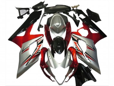 2005-2006 Rojo & Plata Suzuki GSXR 1000 Carenado Moto