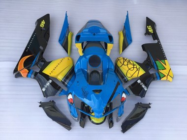 2005-2006 Tiburón Azul & Amarillo Honda CBR600RR Carenado Moto