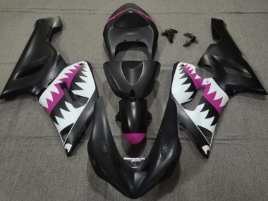2005-2006 Tiburón Negro Mate & Rosa Kawasaki ZX6R Carenado Moto