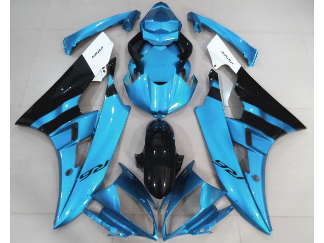 2006-2007 Azul Claro Brillante & Negro Yamaha R6 Carenado Moto