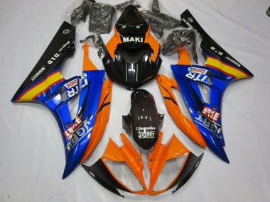 2006-2007 Azul Naranja Yamaha R6 Carenado Moto