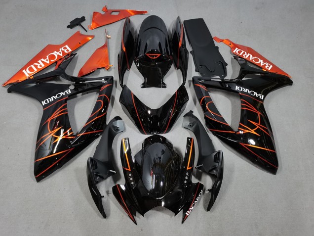 2006-2007 Bacardi Negro & Naranja Suzuki GSXR 600-750 Carenado Moto 2006-2007 Bacardi Negro & Naranja Suzuki GSXR 600-750 Carenado Moto