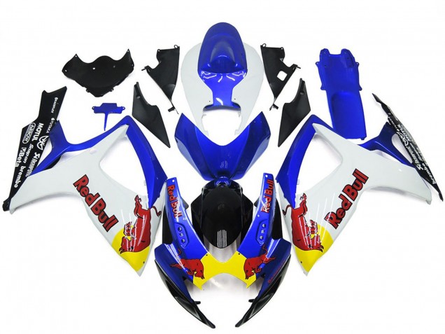 2006-2007 Blanco & Azul Rojo Toro Personalizado Suzuki GSXR 600-750 Carenado Moto 2006-2007 Blanco & Azul Rojo Toro Personalizado Suzuki GSXR 600-750 Carenado Moto