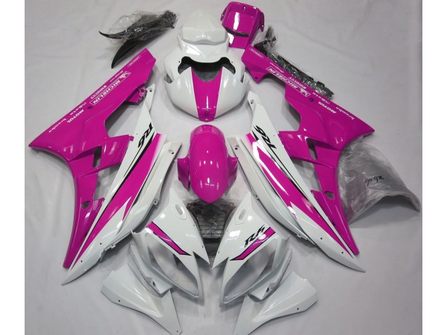2006-2007 Blanco Brillante & Rosa Yamaha R6 Carenado Moto 2006-2007 Blanco Brillante & Rosa Yamaha R6 Carenado Moto