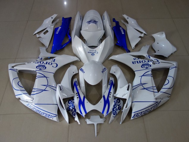 2006-2007 Blanco Corona Suzuki GSXR 600-750 Carenado Moto 2006-2007 Blanco Corona Suzuki GSXR 600-750 Carenado Moto