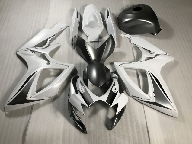 2006-2007 Blanco Mate & Gris Suzuki GSXR 600-750 Carenado Moto 2006-2007 Blanco Mate & Gris Suzuki GSXR 600-750 Carenado Moto