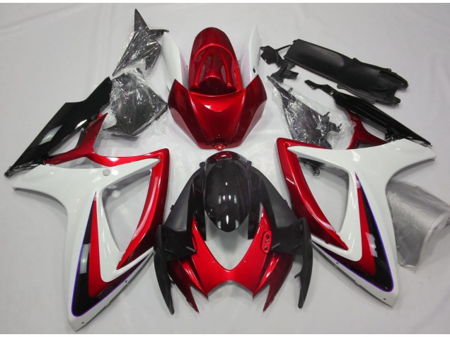2006-2007 Degradado Rojo & Blanco Suzuki GSXR 600-750 Carenado Moto 2006-2007 Degradado Rojo & Blanco Suzuki GSXR 600-750 Carenado Moto