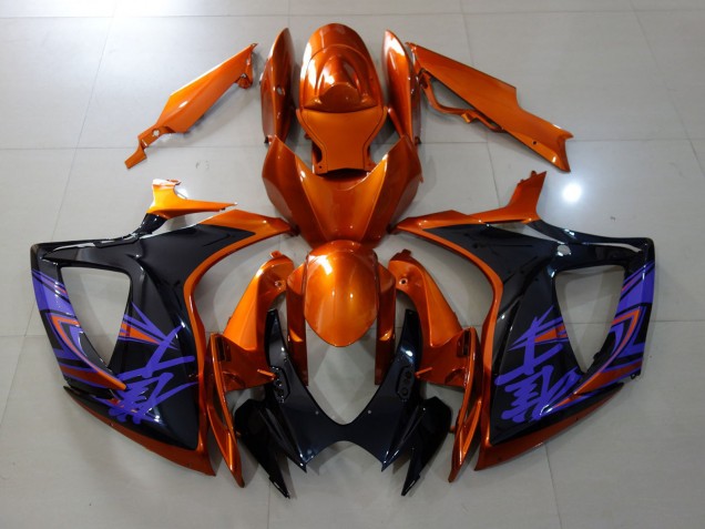 2006-2007 Naranja Vibrante & Negro Brillante Suzuki GSXR 600-750 Carenado Moto 2006-2007 Naranja Vibrante & Negro Brillante Suzuki GSXR 600-750 Carenado Moto