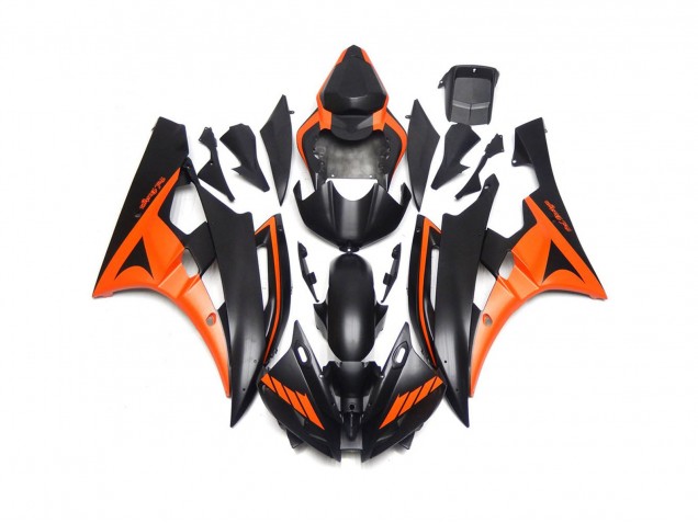 2006-2007 Negro Mate & Naranja Personalizados Yamaha R6 Carenado Moto 2006-2007 Negro Mate & Naranja Personalizados Yamaha R6 Carenado Moto